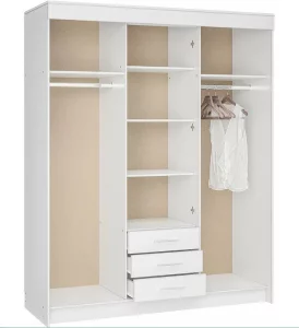 купить шкаф-купе 4-х дверный фортуна с зеркалом белый в Москве