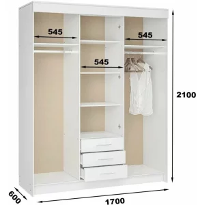 Шкаф-купе 4-х дверный Фортуна с зеркалом белый Москва