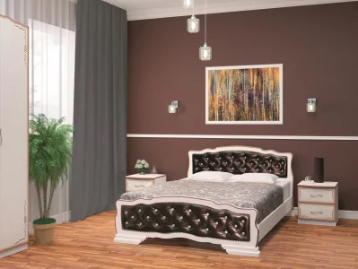 купить кровать карина-10 (комплект) 1600х2000, цвет дуб молочный (темный), кровать двойная в Москве