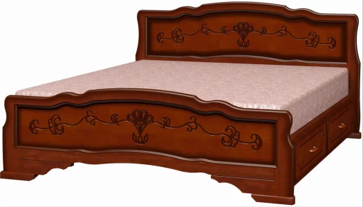 Кровать КАРИНА-6 (комплект с ящиками) 1400х2000, цвет Орех, кровать с 2-мя ящиками двойная