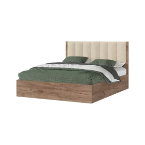 РЕЙН КР 01 Кровать 1.4х2.0 (1440х1110х2052) Велюр БЕЖЕВЫЙ/Корпус ДУБ КРАФТ ТАБАЧНЫЙ