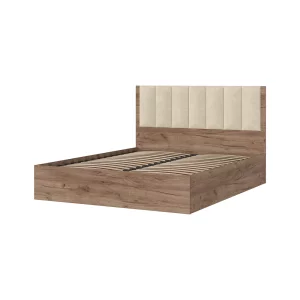 купить рейн кр 01 кровать 1.4х2.0 (1440х1110х2052) велюр бежевый/корпус дуб крафт табачный в Москве