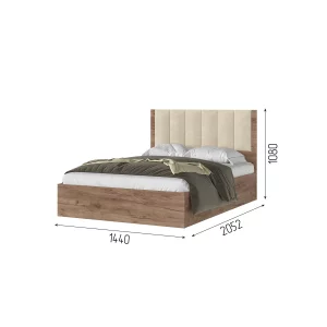 РЕЙН КР 01 Кровать 1.4х2.0 (1440х1110х2052) Велюр БЕЖЕВЫЙ/Корпус ДУБ КРАФТ ТАБАЧНЫЙ Москва