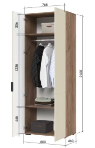 купить соната шк 02 шкаф 2-х створчатый (800х2100х460) фасад мдф моно керамика/корпус дуб крафт табачный в Москве