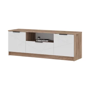 ОРЕГОН ТВ 01 Тумба под ТВ (1400х500х400) Фасад МДФ БЕЛЫЙ СУПЕРМАТ,ДУБ КРАФТ ТАБАЧНЫЙ/Корпус ДУБ КРАФТ ТАБАЧНЫЙ
